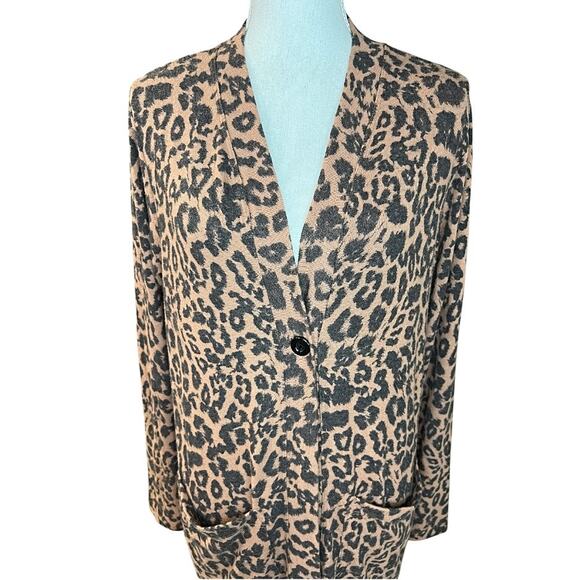 Revolve LNA Clothing Brushed Dean Long Cardi Leopard casual duster neutral - Picture 4 of 8